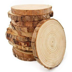 12 Pcs Unfinished Natural Wood Slices Craft Wood kit Circles 3.5-4 inch